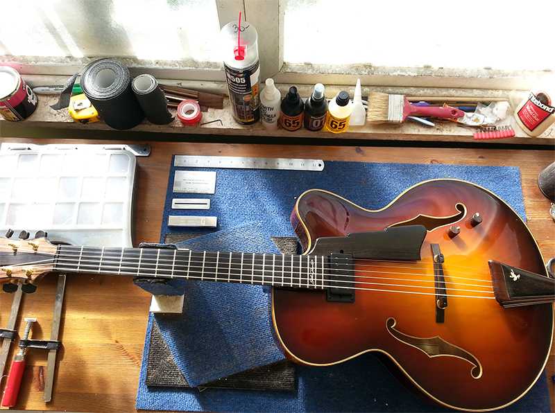 Guitar on the workbench